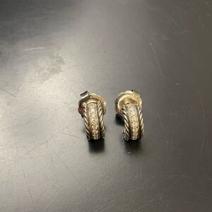 David Yurman Cable Huggie Earrings with pave diamonds